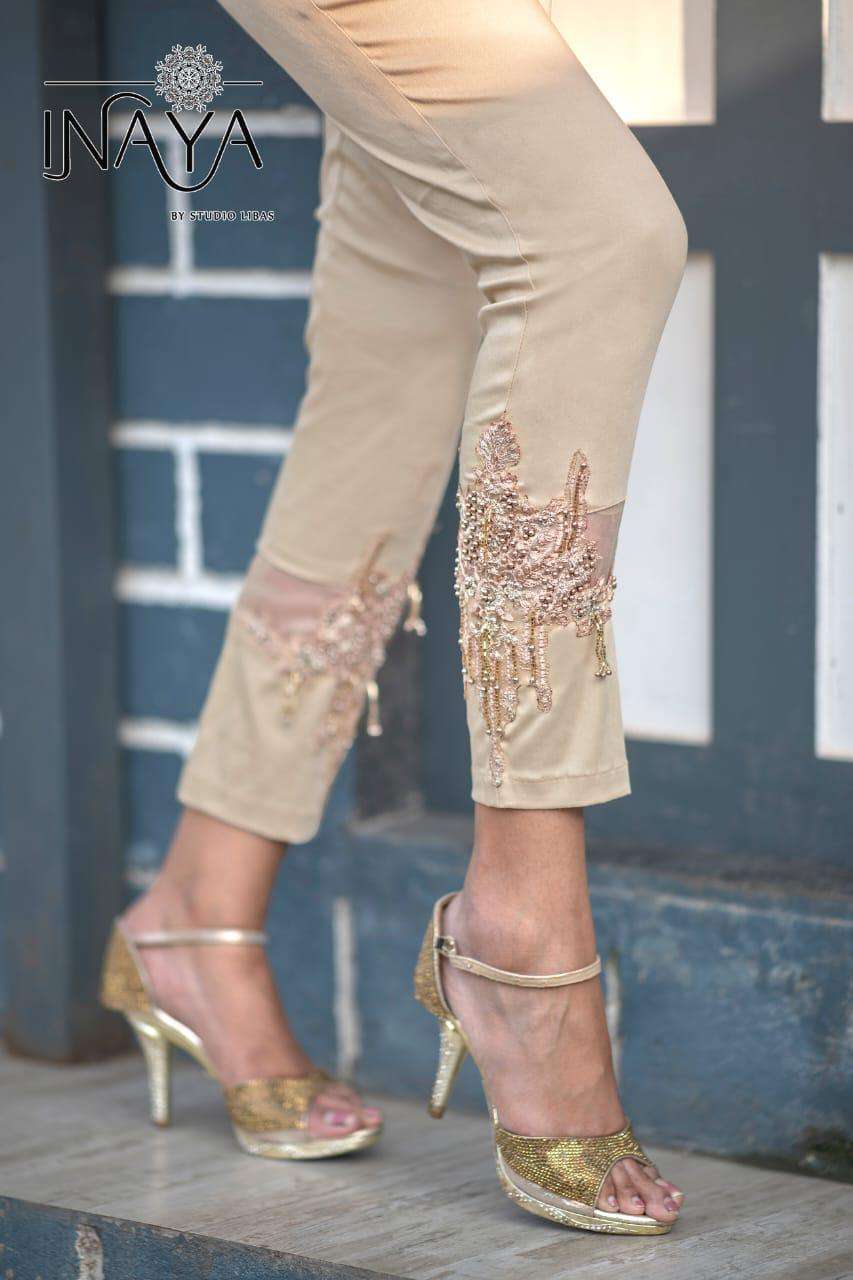 CIGARETTE PANTS VOL-11 BY INAYA 1101 TO 1103 SERIES INDIAN TRADITIONAL WEAR COLLECTION BEAUTIFUL STYLISH FANCY COLORFUL PARTY WEAR & OCCASIONAL WEAR COTTON WITH STRETCH COMFORTABLY AT WHOLESALE PRICE