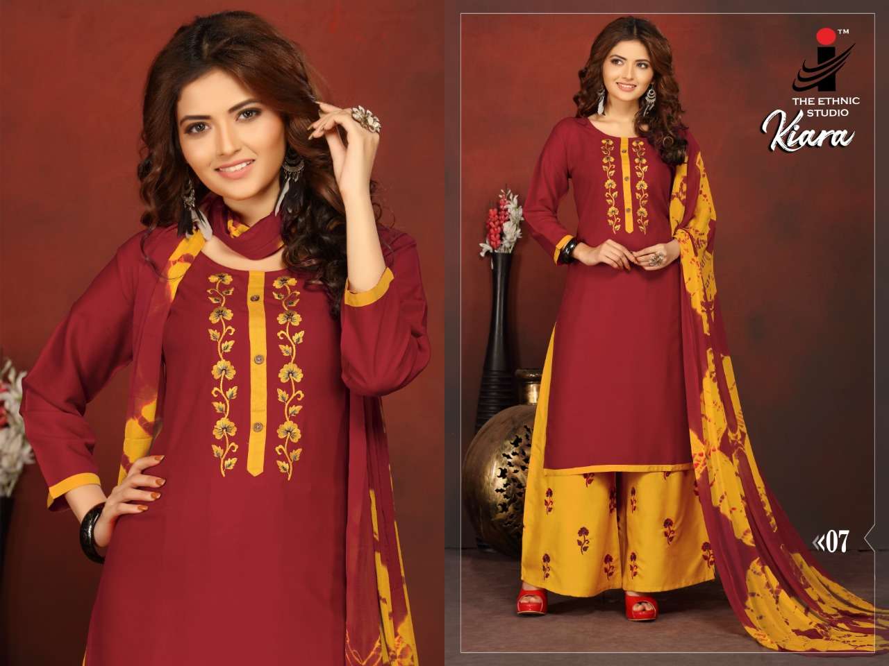 KIARA BY THE ETHNIC STUDIO 01 TO 08 SERIES BEAUTIFUL STYLISH SUITS FANCY COLORFUL CASUAL WEAR & ETHNIC WEAR & READY TO WEAR HEAVY RAYON WITH EMBROIDERY DRESSES AT WHOLESALE PRICE