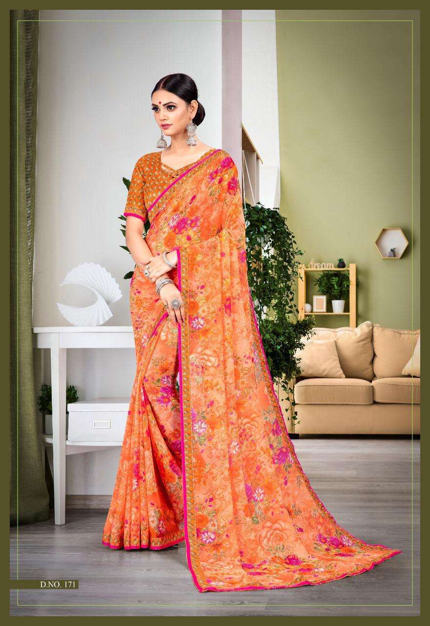 NEELKAMAL VOL-3 BY PRIYA PARIDHI 171 TO 180 SERIES INDIAN TRADITIONAL WEAR COLLECTION BEAUTIFUL STYLISH FANCY COLORFUL PARTY WEAR & OCCASIONAL WEAR GEORGETTE PRINTED SAREES AT WHOLESALE PRICE