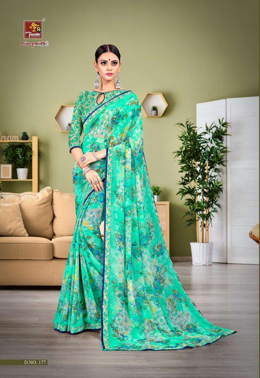 NEELKAMAL VOL-3 BY PRIYA PARIDHI 171 TO 180 SERIES INDIAN TRADITIONAL WEAR COLLECTION BEAUTIFUL STYLISH FANCY COLORFUL PARTY WEAR & OCCASIONAL WEAR GEORGETTE PRINTED SAREES AT WHOLESALE PRICE