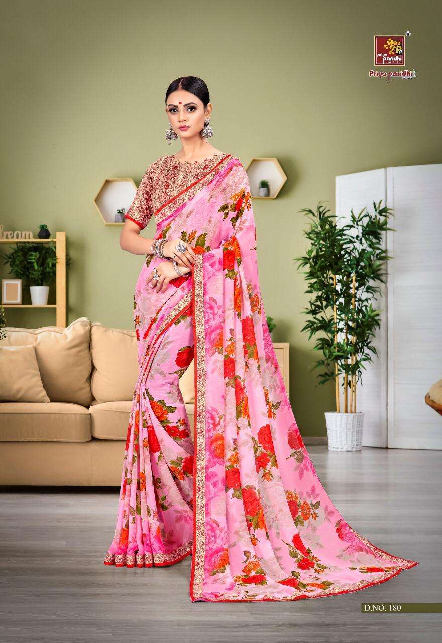 NEELKAMAL VOL-3 BY PRIYA PARIDHI 171 TO 180 SERIES INDIAN TRADITIONAL WEAR COLLECTION BEAUTIFUL STYLISH FANCY COLORFUL PARTY WEAR & OCCASIONAL WEAR GEORGETTE PRINTED SAREES AT WHOLESALE PRICE