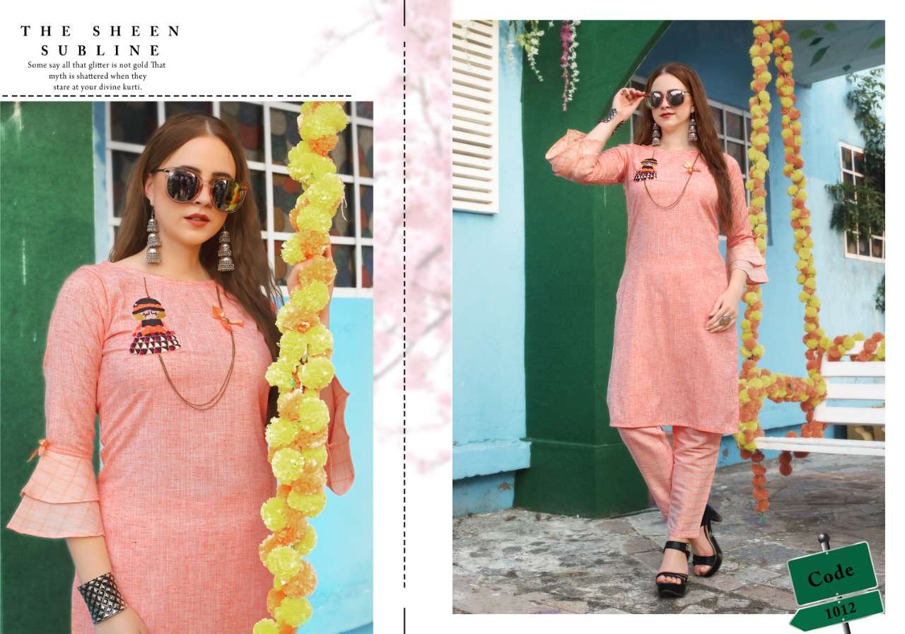 NEEVA BY NEETI CREATION 1008 TO 1013 SERIES BEAUTIFUL COLORFUL STYLISH FANCY CASUAL WEAR & ETHNIC WEAR & READY TO WEAR FANCY KURTIS WITH PALAZZO AT WHOLESALE PRICE