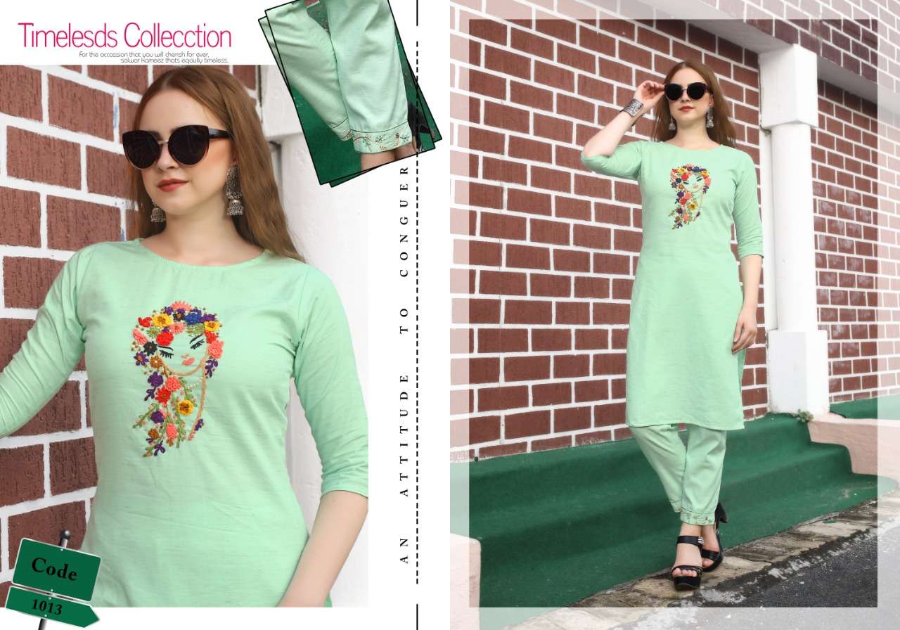 NEEVA BY NEETI CREATION 1008 TO 1013 SERIES BEAUTIFUL COLORFUL STYLISH FANCY CASUAL WEAR & ETHNIC WEAR & READY TO WEAR FANCY KURTIS WITH PALAZZO AT WHOLESALE PRICE