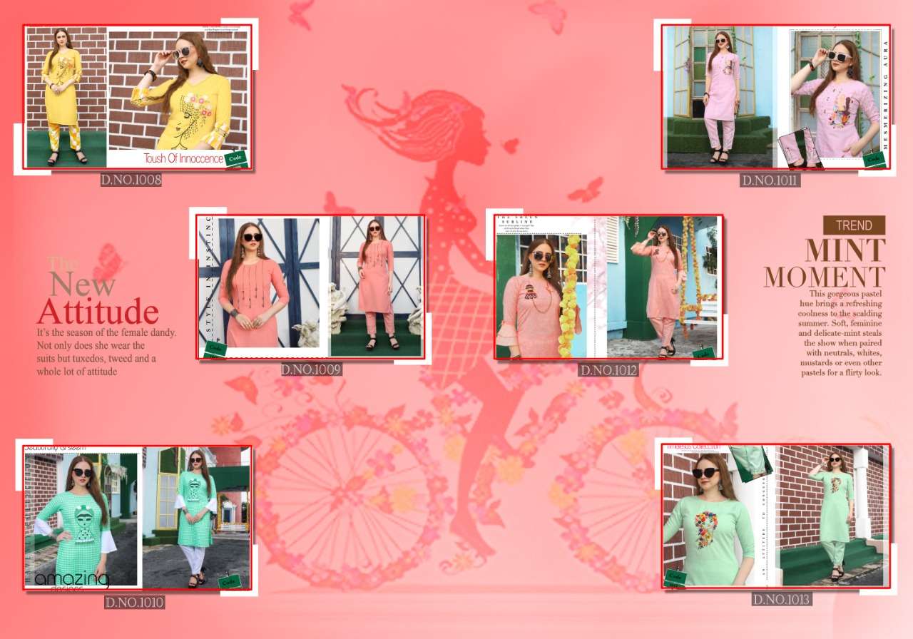 NEEVA BY NEETI CREATION 1008 TO 1013 SERIES BEAUTIFUL COLORFUL STYLISH FANCY CASUAL WEAR & ETHNIC WEAR & READY TO WEAR FANCY KURTIS WITH PALAZZO AT WHOLESALE PRICE