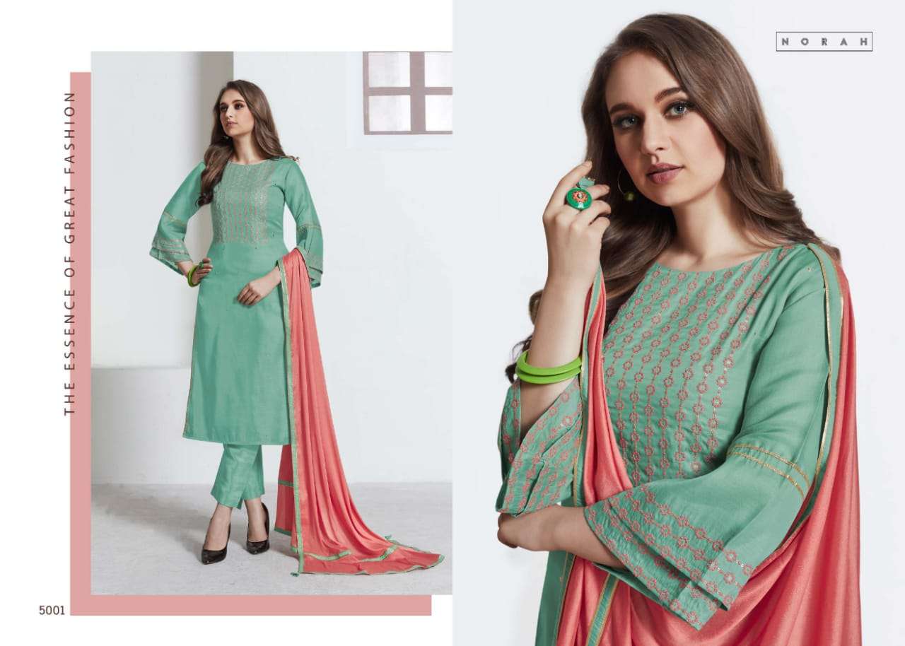 NETRA BY NEHA FASHION 5001 TO 5007 SERIES BEAUTIFUL STYLISH DESIGNER PRINTED AND EMBROIDERED PARTY WEAR OCCASIONAL WEAR TUSSAR SILK DRESSES AT WHOLESALE PRICE