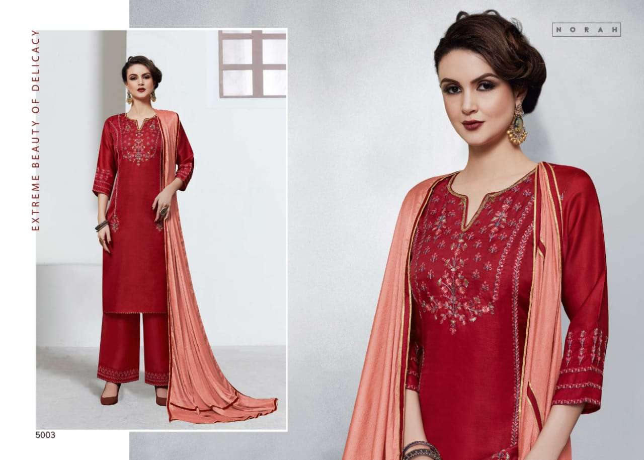 NETRA BY NEHA FASHION 5001 TO 5007 SERIES BEAUTIFUL STYLISH DESIGNER PRINTED AND EMBROIDERED PARTY WEAR OCCASIONAL WEAR TUSSAR SILK DRESSES AT WHOLESALE PRICE