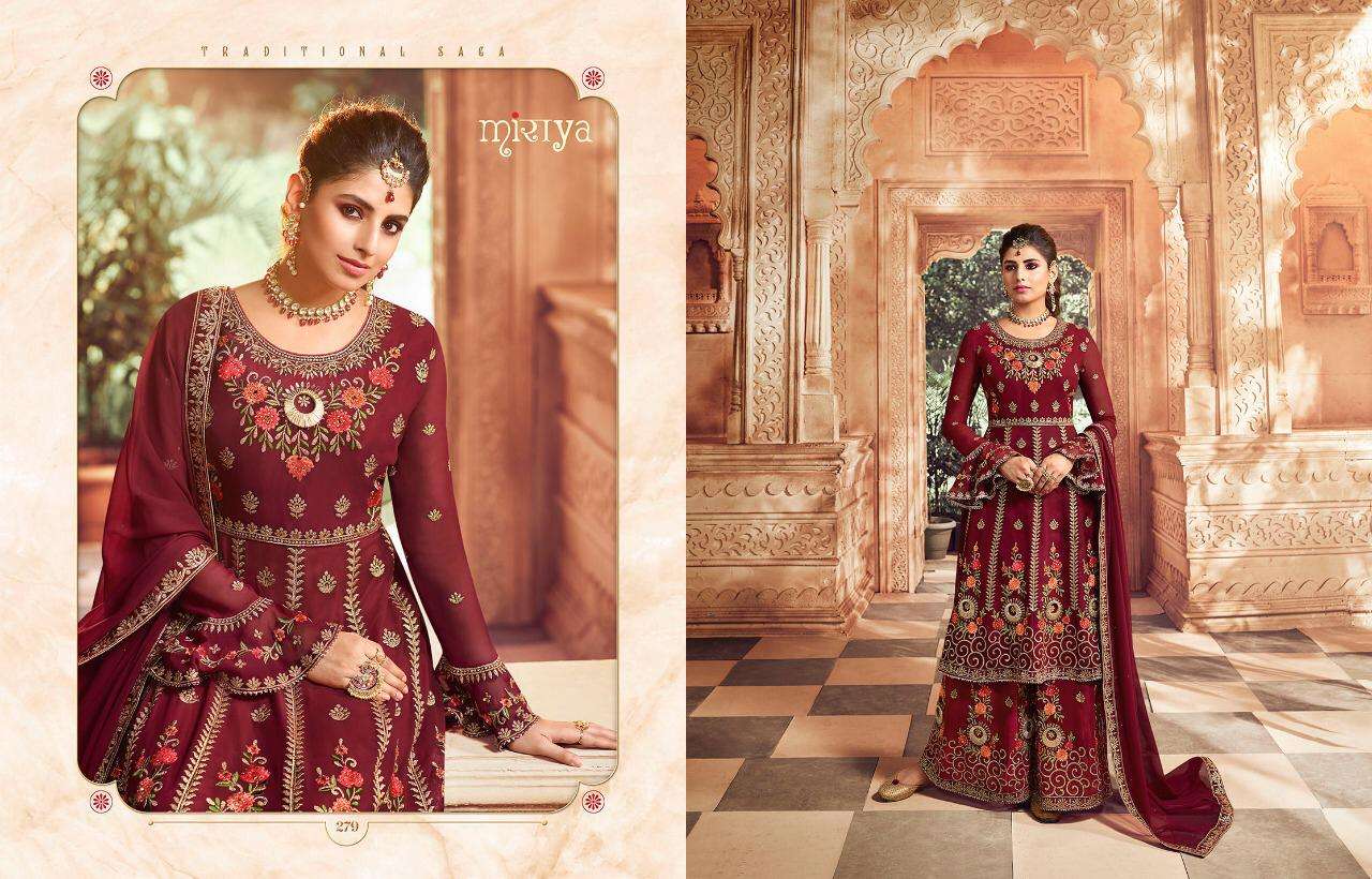 MIRAYA VOL-9 BY AARAV TRENDZ 276 to 279 SERIES DESIGNER SHARARA SUITS COLLECTION BEAUTIFUL STYLISH COLORFUL FANCY PARTY WEAR & OCCASIONAL WEAR REAL GEORGETTE WITH EMBROIDERY DRESSES AT WHOLESALE PRICE