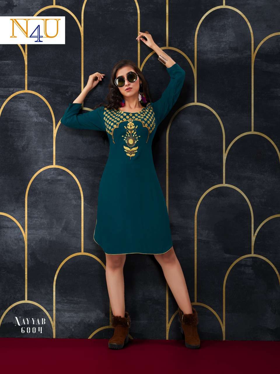 NAYYAB BY NEHA FASHION 6001 TO 6007 SERIES BEAUTIFUL STYLISH FANCY COLORFUL CASUAL WEAR & ETHNIC WEAR & READY TO WEAR RAYON WITH EMBROIDERED KURTIS AT WHOLESALE PRICE