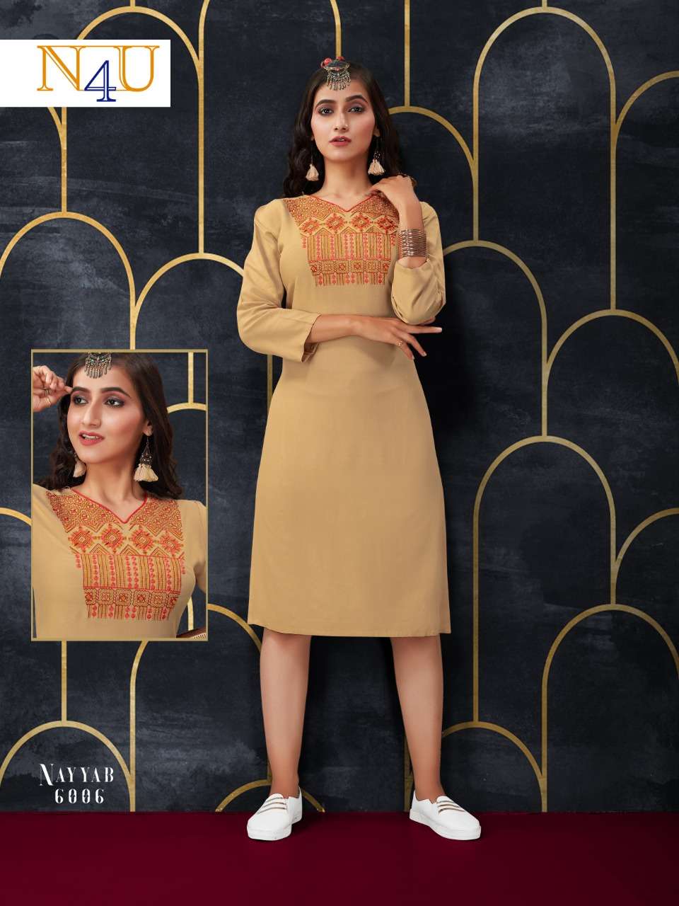 NAYYAB BY NEHA FASHION 6001 TO 6007 SERIES BEAUTIFUL STYLISH FANCY COLORFUL CASUAL WEAR & ETHNIC WEAR & READY TO WEAR RAYON WITH EMBROIDERED KURTIS AT WHOLESALE PRICE