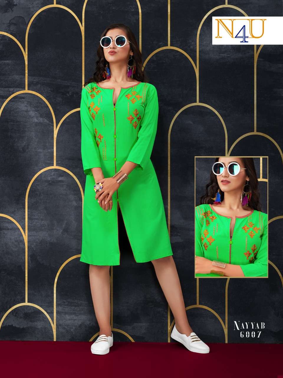 NAYYAB BY NEHA FASHION 6001 TO 6007 SERIES BEAUTIFUL STYLISH FANCY COLORFUL CASUAL WEAR & ETHNIC WEAR & READY TO WEAR RAYON WITH EMBROIDERED KURTIS AT WHOLESALE PRICE