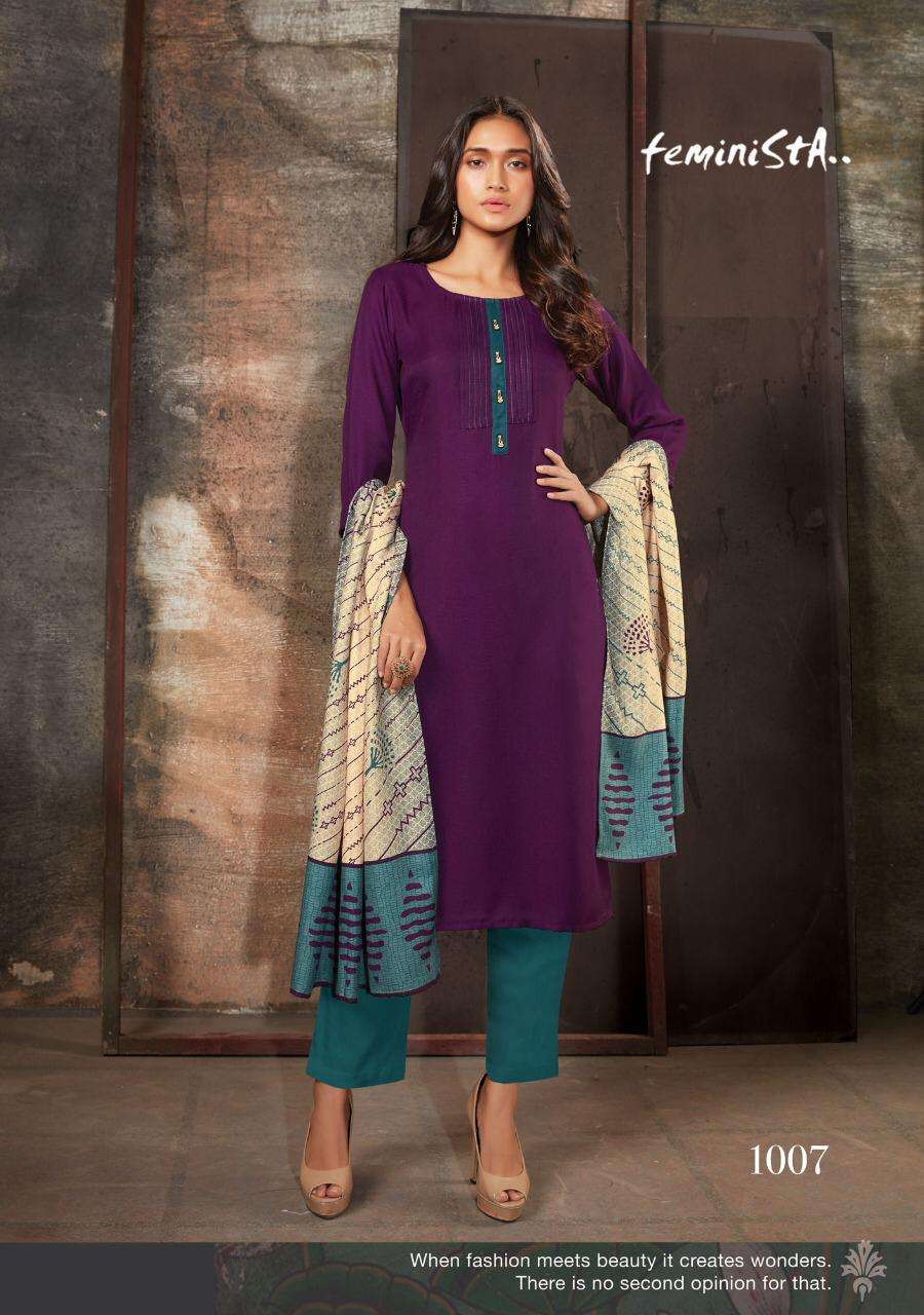 PASSION BY FEMINISTA 1001 TO 1008 SERIES BEAUTIFUL STYLISH FANCY COLORFUL CASUAL WEAR & ETHNIC WEAR & READY TO WEAR PASHMINA KURTIS WITH DUPATTA AT WHOLESALE PRICE