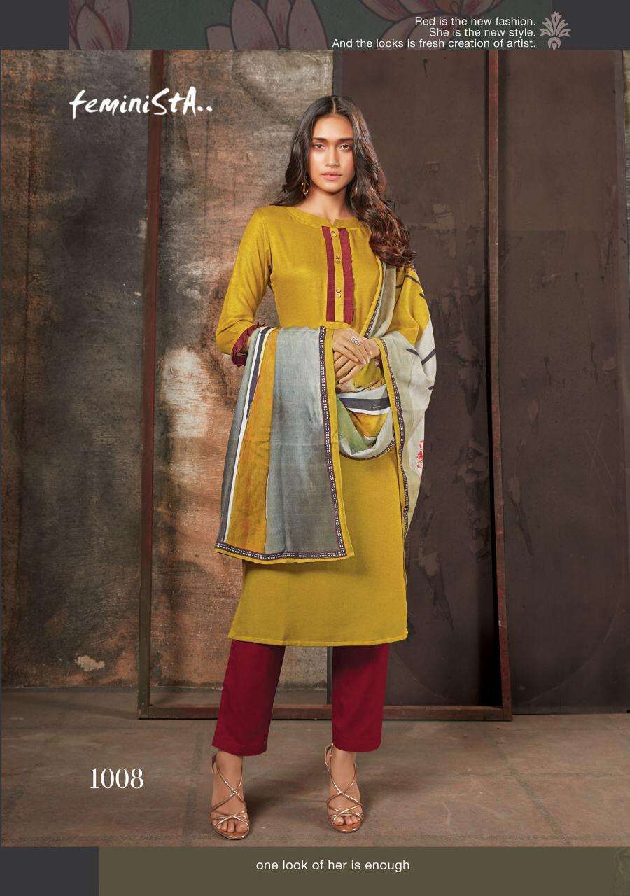 PASSION BY FEMINISTA 1001 TO 1008 SERIES BEAUTIFUL STYLISH FANCY COLORFUL CASUAL WEAR & ETHNIC WEAR & READY TO WEAR PASHMINA KURTIS WITH DUPATTA AT WHOLESALE PRICE