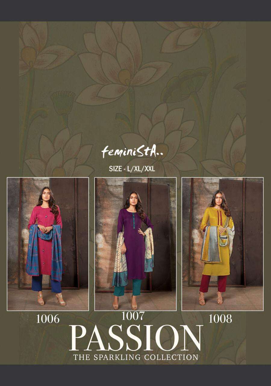 PASSION BY FEMINISTA 1001 TO 1008 SERIES BEAUTIFUL STYLISH FANCY COLORFUL CASUAL WEAR & ETHNIC WEAR & READY TO WEAR PASHMINA KURTIS WITH DUPATTA AT WHOLESALE PRICE