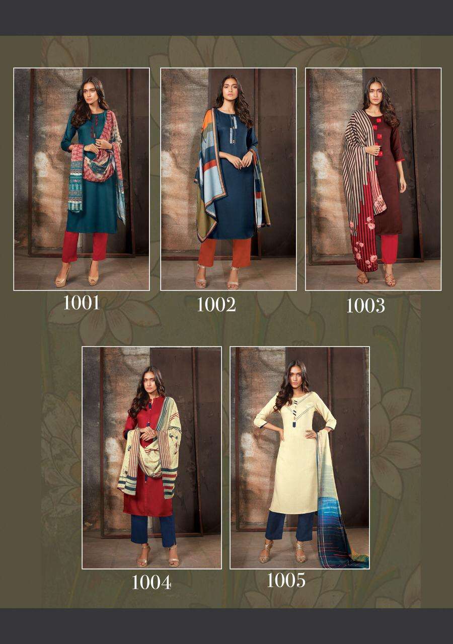 PASSION BY FEMINISTA 1001 TO 1008 SERIES BEAUTIFUL STYLISH FANCY COLORFUL CASUAL WEAR & ETHNIC WEAR & READY TO WEAR PASHMINA KURTIS WITH DUPATTA AT WHOLESALE PRICE