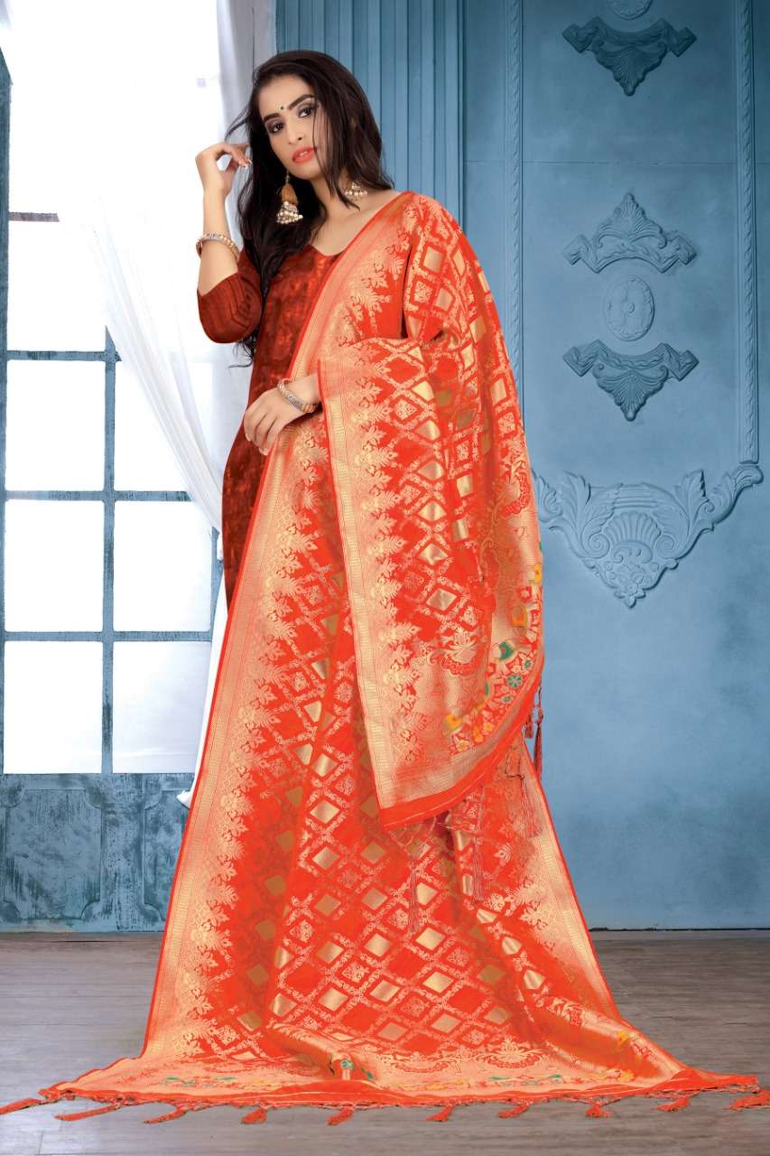 SILK DUPATTA BY SANGAM PRINTS 1001 TO 1016 SERIES INDIAN TRADITIONAL WEAR COLLECTION BEAUTIFUL STYLISH FANCY COLORFUL PARTY WEAR & OCCASIONAL WEAR BLEND SILK DUPATTA AT WHOLESALE PRICE