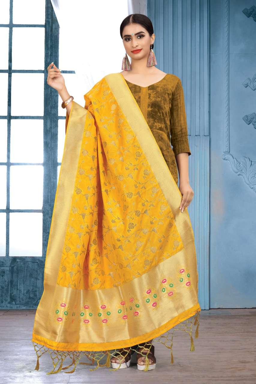 SILK DUPATTA BY SANGAM PRINTS 1001 TO 1016 SERIES INDIAN TRADITIONAL WEAR COLLECTION BEAUTIFUL STYLISH FANCY COLORFUL PARTY WEAR & OCCASIONAL WEAR BLEND SILK DUPATTA AT WHOLESALE PRICE
