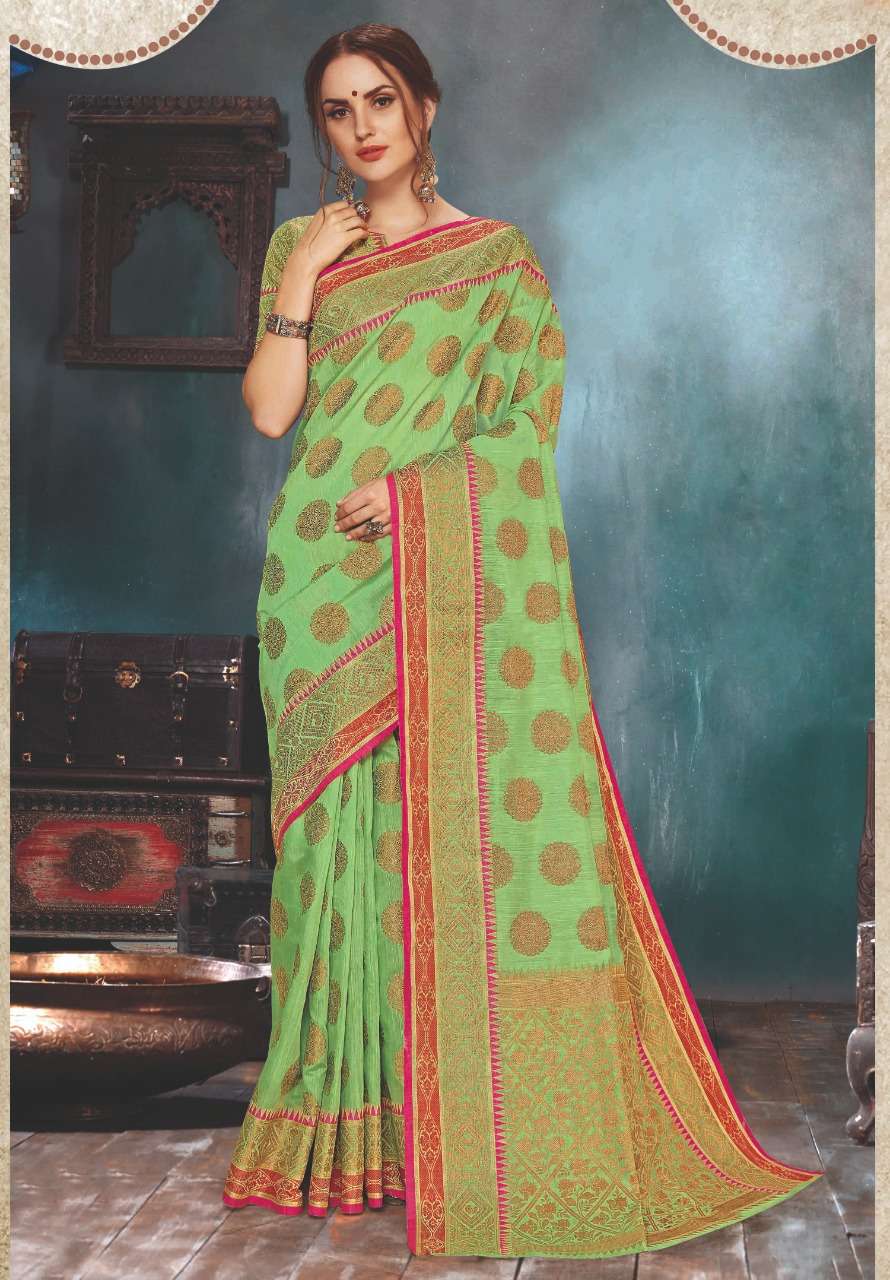 MALBARI HANDLOOM BY SANGAM PRINTS 1001 TO 1006 SERIES INDIAN TRADITIONAL WEAR COLLECTION BEAUTIFUL STYLISH FANCY COLORFUL PARTY WEAR & OCCASIONAL WEAR BLEND SILK SAREES AT WHOLESALE PRICE