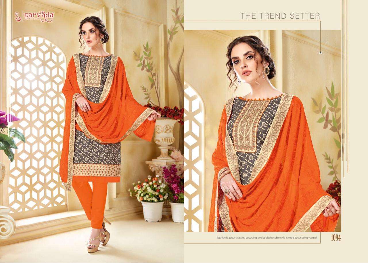 POOJA BY SARVADA CREATION 1092 TO 1099 SERIES BEAUTIFUL SUITS STYLISH FANCY COLORFUL PARTY WEAR & ETHNIC WEAR CAMBRIC COTTON WITH EMBROIDERY DRESSES AT WHOLESALE PRICE