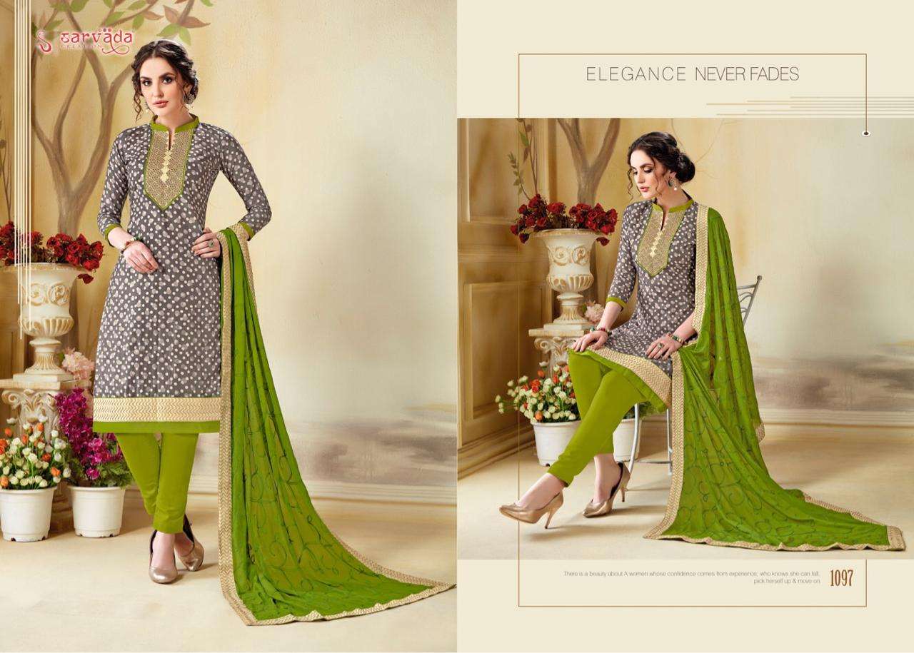 POOJA BY SARVADA CREATION 1092 TO 1099 SERIES BEAUTIFUL SUITS STYLISH FANCY COLORFUL PARTY WEAR & ETHNIC WEAR CAMBRIC COTTON WITH EMBROIDERY DRESSES AT WHOLESALE PRICE