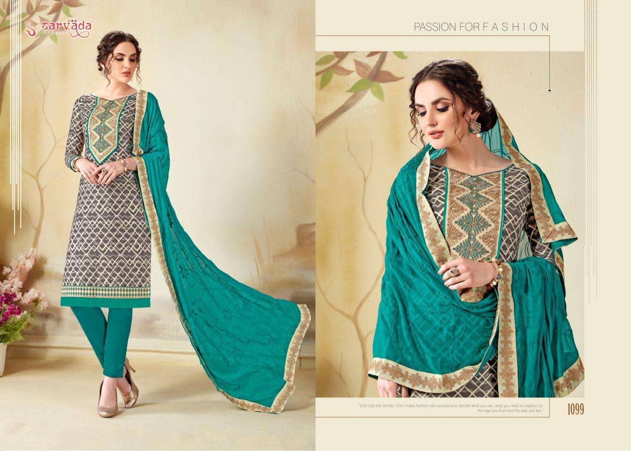 POOJA BY SARVADA CREATION 1092 TO 1099 SERIES BEAUTIFUL SUITS STYLISH FANCY COLORFUL PARTY WEAR & ETHNIC WEAR CAMBRIC COTTON WITH EMBROIDERY DRESSES AT WHOLESALE PRICE