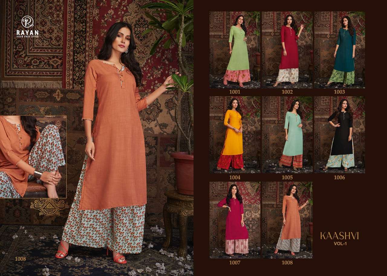 KAASHVI BY RAYAN 1001 TO 1008 SERIES BEAUTIFUL STYLISH FANCY COLORFUL CASUAL WEAR & ETHNIC WEAR RAYON SLUB KURTIS AT WHOLESALE PRICE