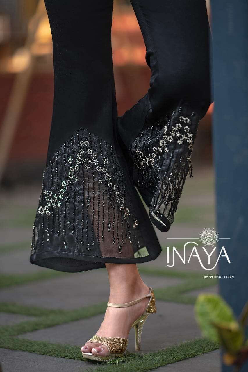 DESIGNER BELL PANTS BY INAYA 101 TO 103 SERIES FANCY STYLISH COLORFUL BEAUTIFUL CASUAL WEAR & READY TO WEAR PURE COTTON PANTS AT WHOLESALE PRICE