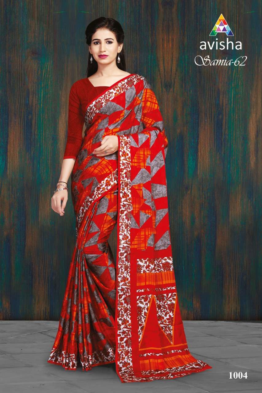 SAMIA VOL-62 BY AVISHA 1001 TO 1004 SERIES INDIAN TRADITIONAL WEAR COLLECTION BEAUTIFUL STYLISH FANCY COLORFUL PARTY WEAR & OCCASIONAL WEAR DYNA SILK SAREES AT WHOLESALE PRICE