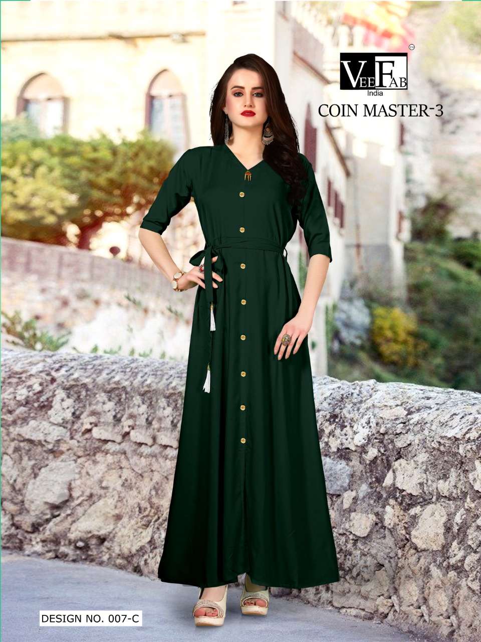 COIN MASTER VOL-3 NX BY VEE FAB 007-A TO 007-F SERIES BEAUTIFUL STYLISH FANCY COLORFUL CASUAL WEAR & ETHNIC WEAR & READY TO WEAR RAYON PRINT & DYED KURTIS AT WHOLESALE PRICE