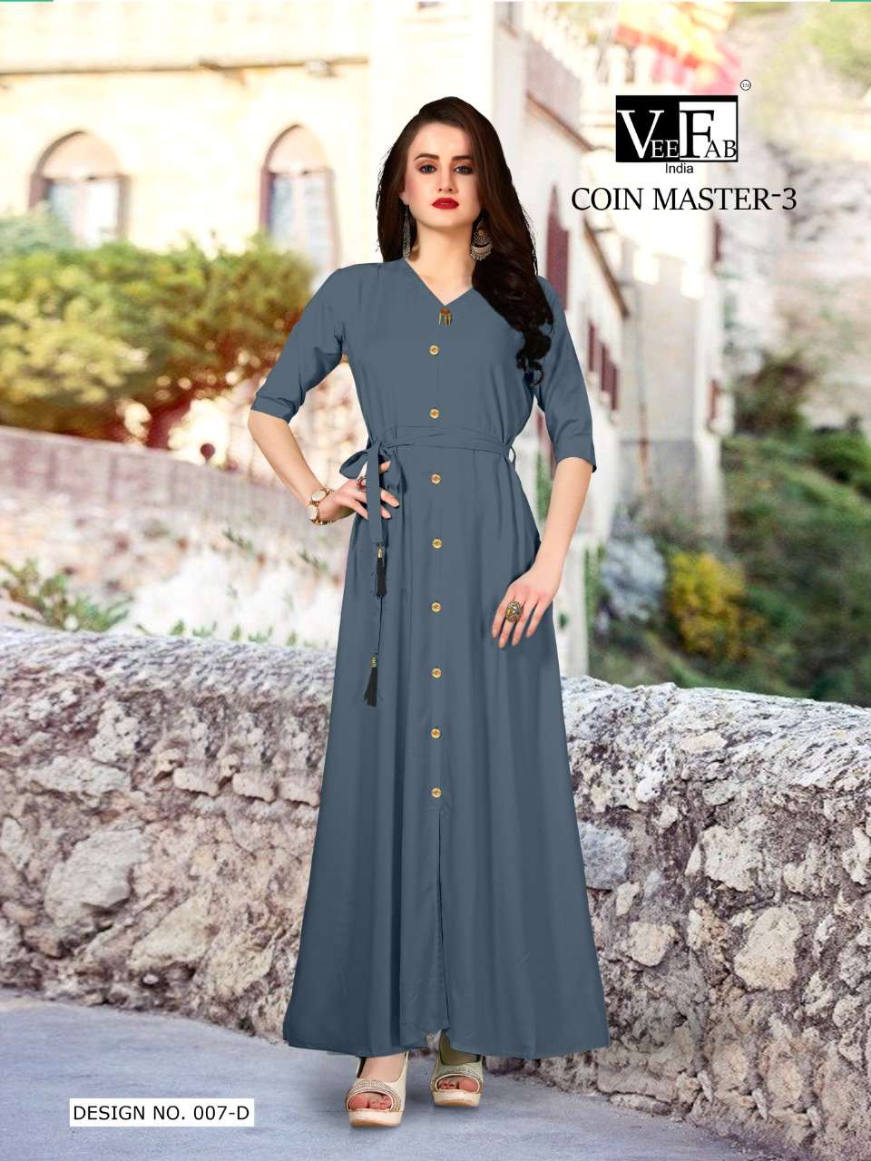 COIN MASTER VOL-3 NX BY VEE FAB 007-A TO 007-F SERIES BEAUTIFUL STYLISH FANCY COLORFUL CASUAL WEAR & ETHNIC WEAR & READY TO WEAR RAYON PRINT & DYED KURTIS AT WHOLESALE PRICE