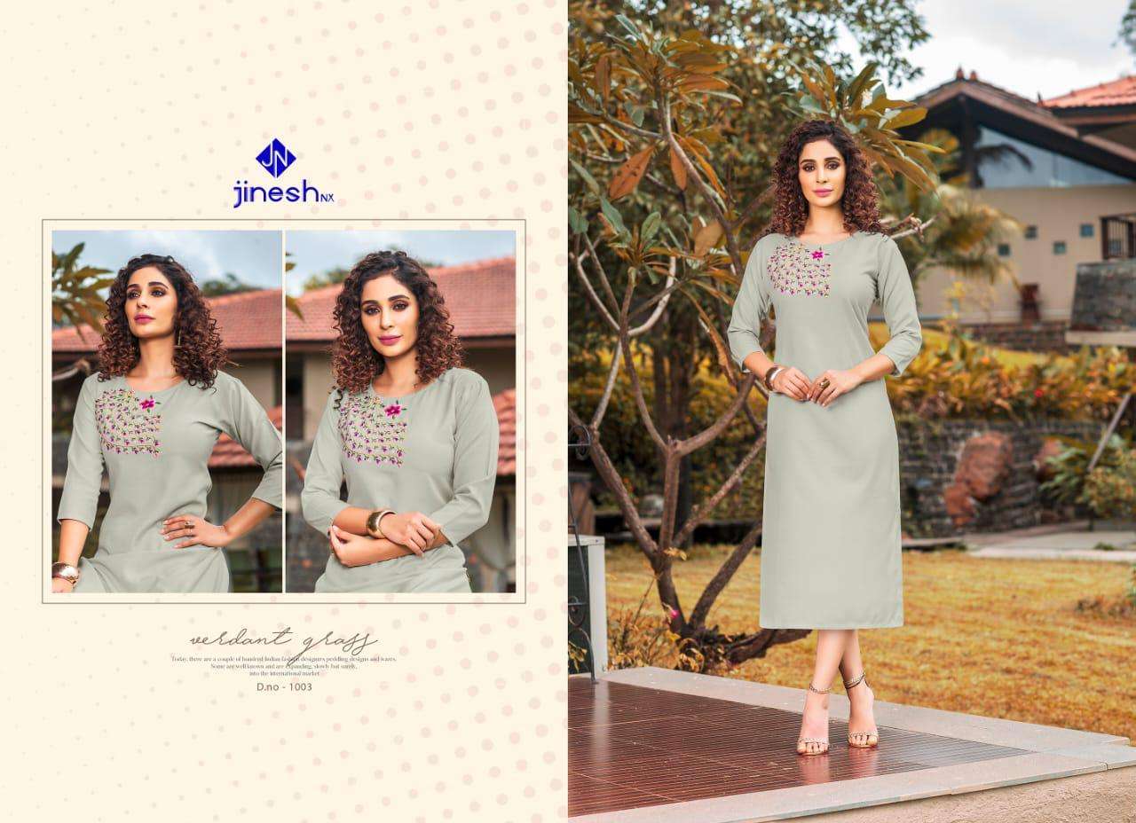 AASHIQUI PLUS BY JINESH NX 1001 TO 1010 SERIES BEAUTIFUL STYLISH FANCY COLORFUL CASUAL WEAR & ETHNIC WEAR & READY TO WEAR RUBY SLUB EMBROIDERED KURTIS AT WHOLESALE PRICE