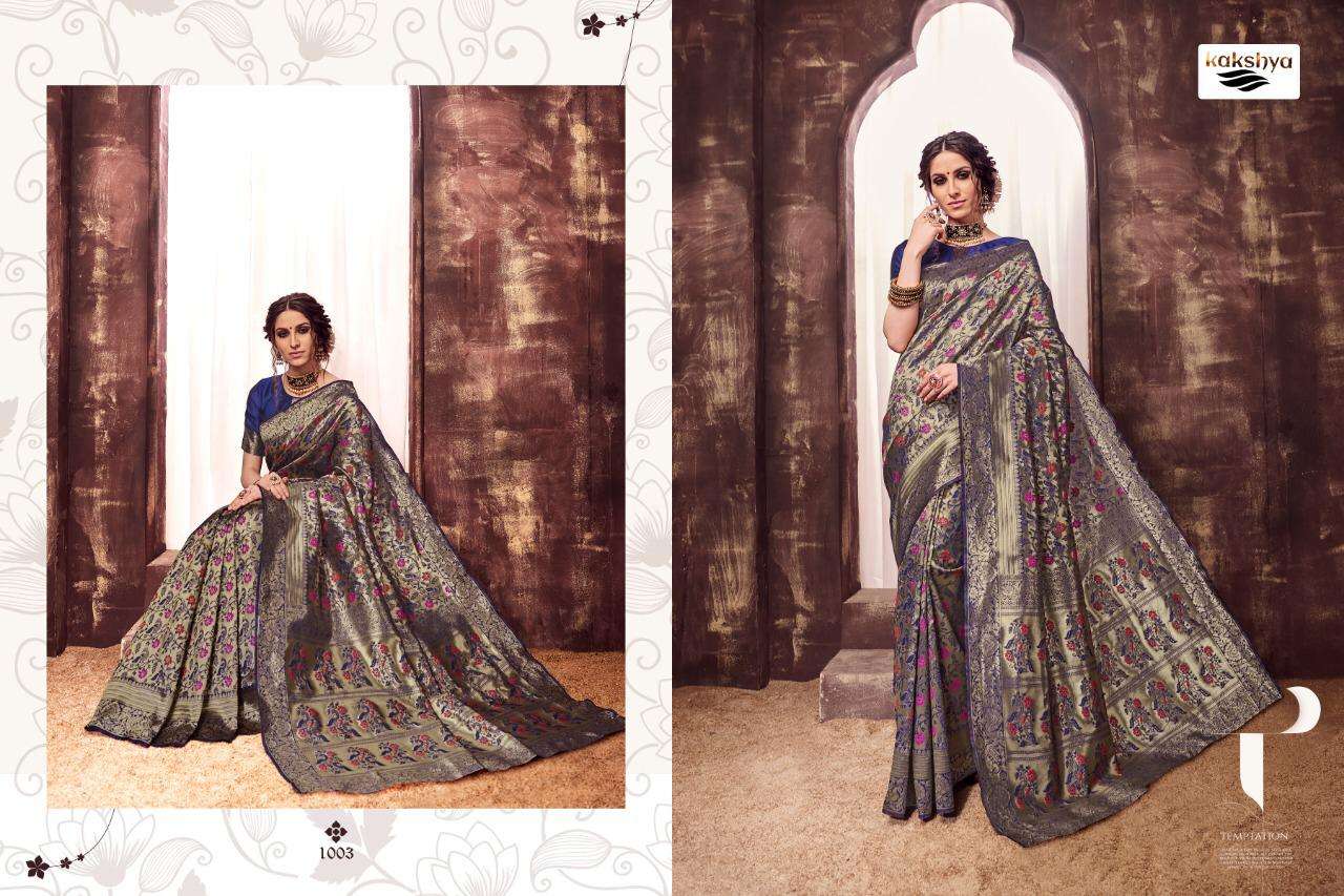 GUJARISH BY KAKSHYA 1001 TO 1004 SERIES INDIAN TRADITIONAL WEAR COLLECTION BEAUTIFUL STYLISH FANCY COLORFUL PARTY WEAR & OCCASIONAL WEAR KOTA LICHI SAREES AT WHOLESALE PRICE
