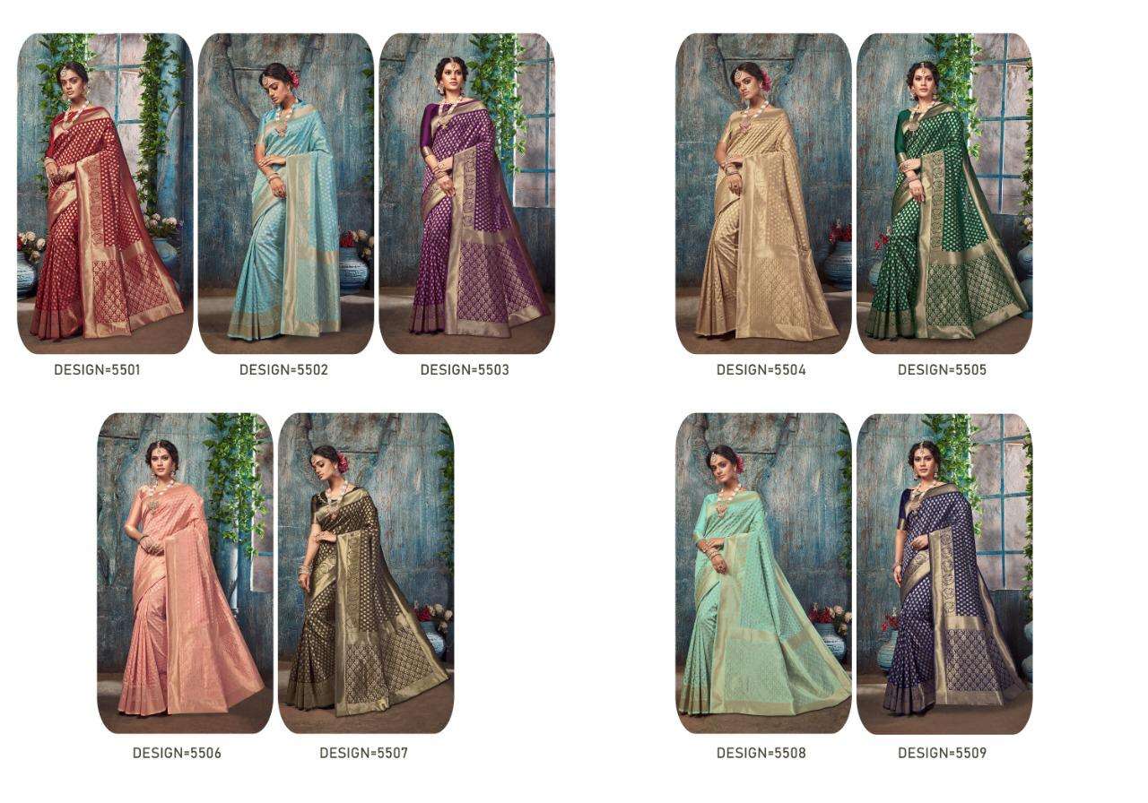 SILKINA BY ASISA 5501 TO 5509 SERIES INDIAN TRADITIONAL WEAR COLLECTION BEAUTIFUL STYLISH FANCY COLORFUL PARTY WEAR & OCCASIONAL WEAR ZARI LICHI SILK SAREES AT WHOLESALE PRICE