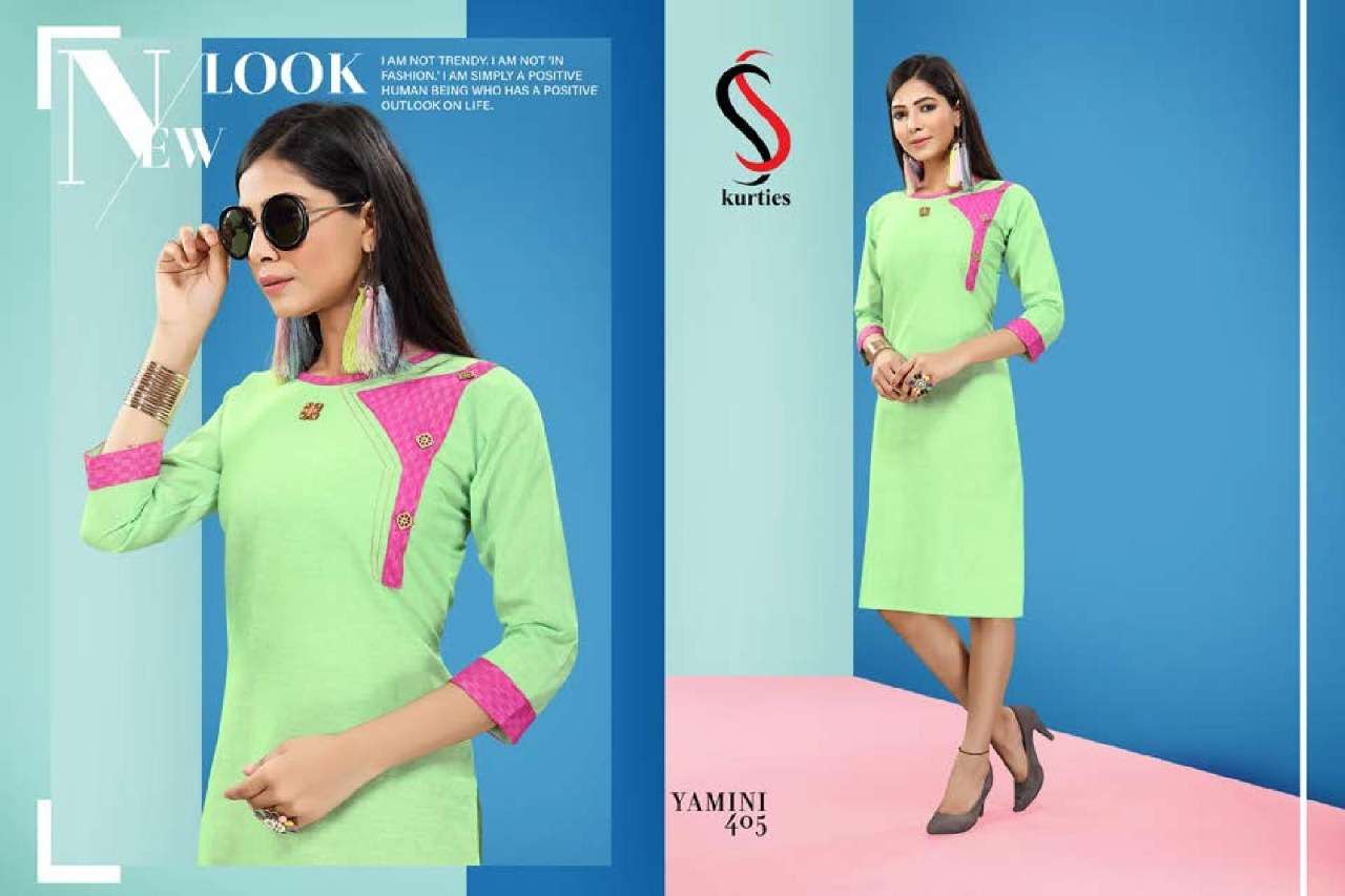 YAMINI VOL-4 BY S S KURTIS 401 TO 410 SERIES BEAUTIFUL COLORFUL STYLISH FANCY CASUAL WEAR & ETHNIC WEAR & READY TO WEAR HANDLOOM COTTON KURTIS AT WHOLESALE PRICE