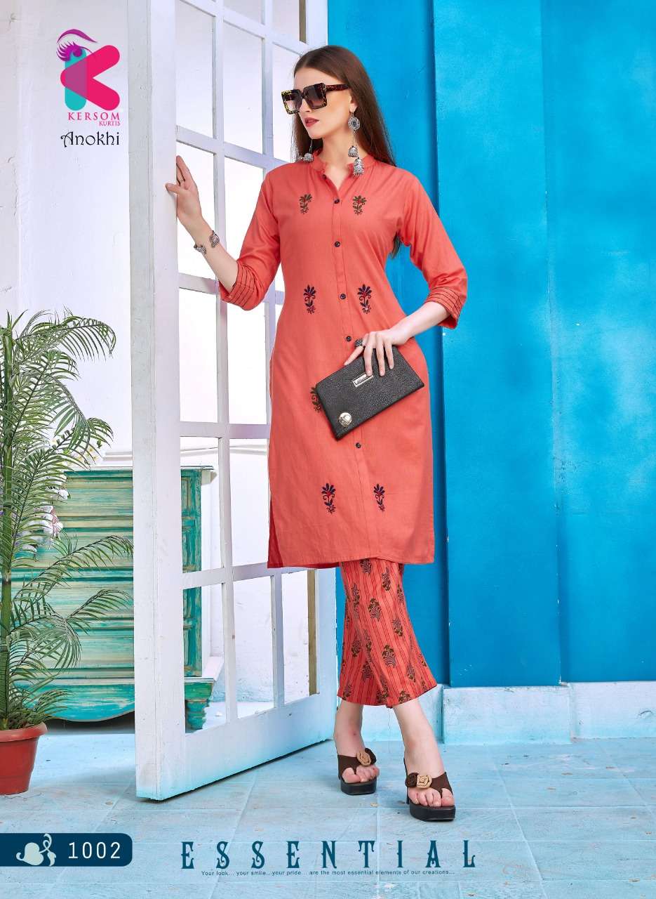 ANOKHI BY KERSOME 1001 TO 1008 SERIES BEAUTIFUL COLORFUL STYLISH FANCY CASUAL WEAR & ETHNIC WEAR & READY TO WEAR RAYON SLUB EMBROIDERED KURTIS AT WHOLESALE PRICE