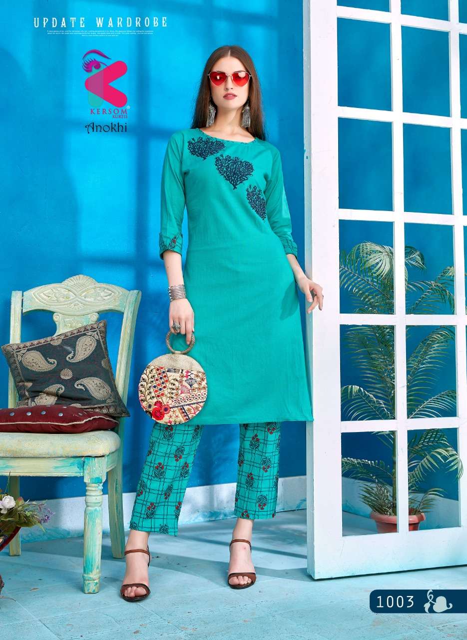 ANOKHI BY KERSOME 1001 TO 1008 SERIES BEAUTIFUL COLORFUL STYLISH FANCY CASUAL WEAR & ETHNIC WEAR & READY TO WEAR RAYON SLUB EMBROIDERED KURTIS AT WHOLESALE PRICE