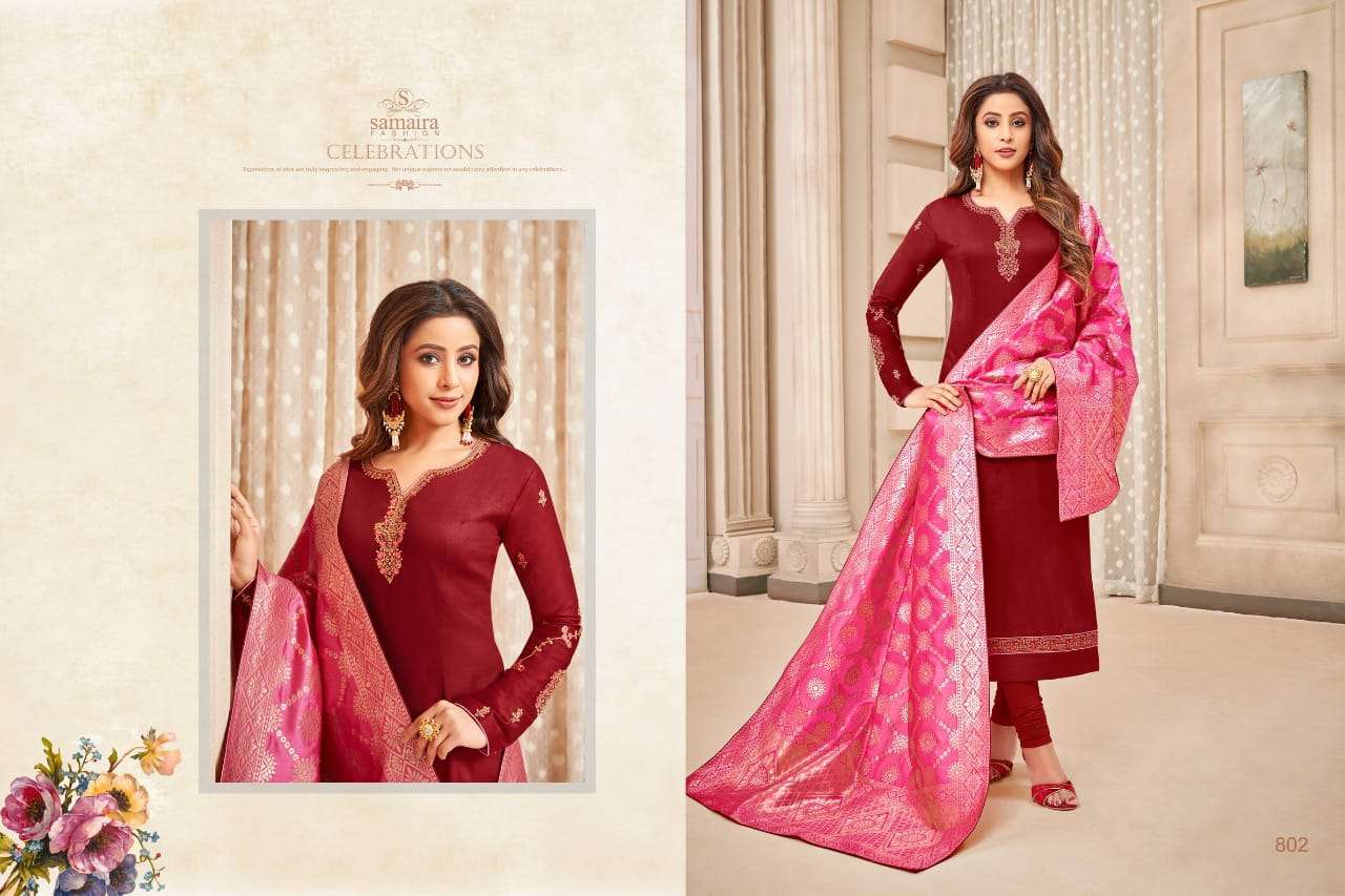 SONI KUDI VOL-2 BY SAMAIRA FASHION 801 TO 809 SERIES INDIAN TRADITIONAL WEAR COLLECTION BEAUTIFUL STYLISH FANCY COLORFUL PARTY WEAR & OCCASIONAL WEAR PURE COTTON JAM SILK WITH WORK DRESSES AT WHOLESALE PRICE