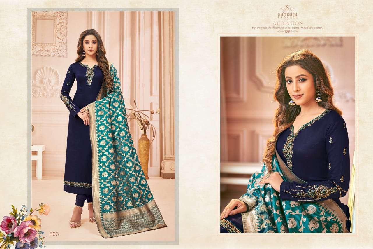 SONI KUDI VOL-2 BY SAMAIRA FASHION 801 TO 809 SERIES INDIAN TRADITIONAL WEAR COLLECTION BEAUTIFUL STYLISH FANCY COLORFUL PARTY WEAR & OCCASIONAL WEAR PURE COTTON JAM SILK WITH WORK DRESSES AT WHOLESALE PRICE