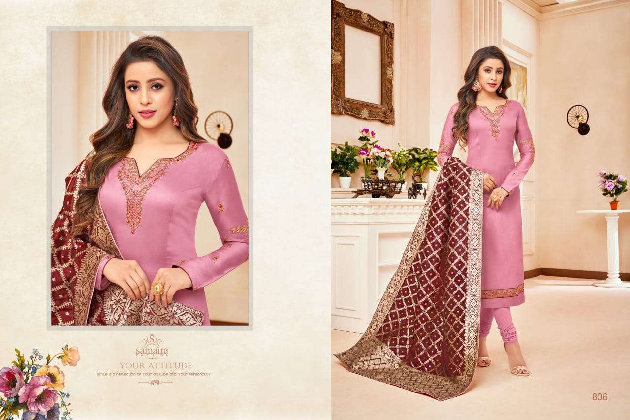 SONI KUDI VOL-2 BY SAMAIRA FASHION 801 TO 809 SERIES INDIAN TRADITIONAL WEAR COLLECTION BEAUTIFUL STYLISH FANCY COLORFUL PARTY WEAR & OCCASIONAL WEAR PURE COTTON JAM SILK WITH WORK DRESSES AT WHOLESALE PRICE