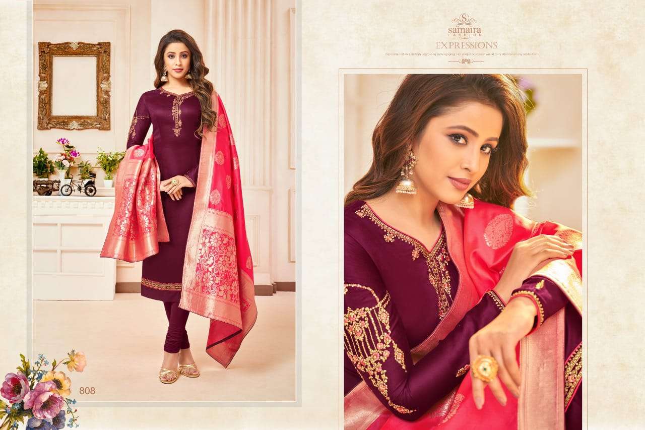 SONI KUDI VOL-2 BY SAMAIRA FASHION 801 TO 809 SERIES INDIAN TRADITIONAL WEAR COLLECTION BEAUTIFUL STYLISH FANCY COLORFUL PARTY WEAR & OCCASIONAL WEAR PURE COTTON JAM SILK WITH WORK DRESSES AT WHOLESALE PRICE