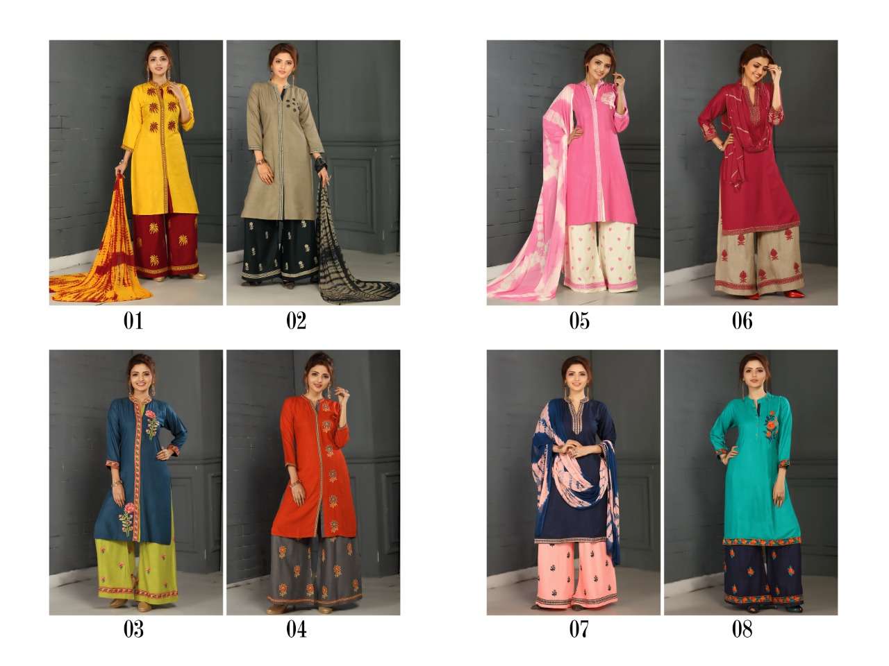 SAAHO BY THE ETHNIC STUDIO 01 TO 08 SERIES BEAUTIFUL STYLISH FANCY COLORFUL CASUAL WEAR & ETHNIC WEAR RAYON EMBROIDERY KURTIS AT WHOLESALE PRICE