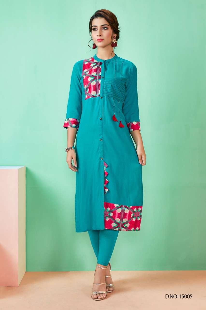 QUEEN VOL-2 BY NITARA 15001 TO 15006 SERIES BEAUTIFUL STYLISH FANCY COLORFUL CASUAL WEAR & ETHNIC WEAR RAYON PRINTED KURTIS AT WHOLESALE PRICE