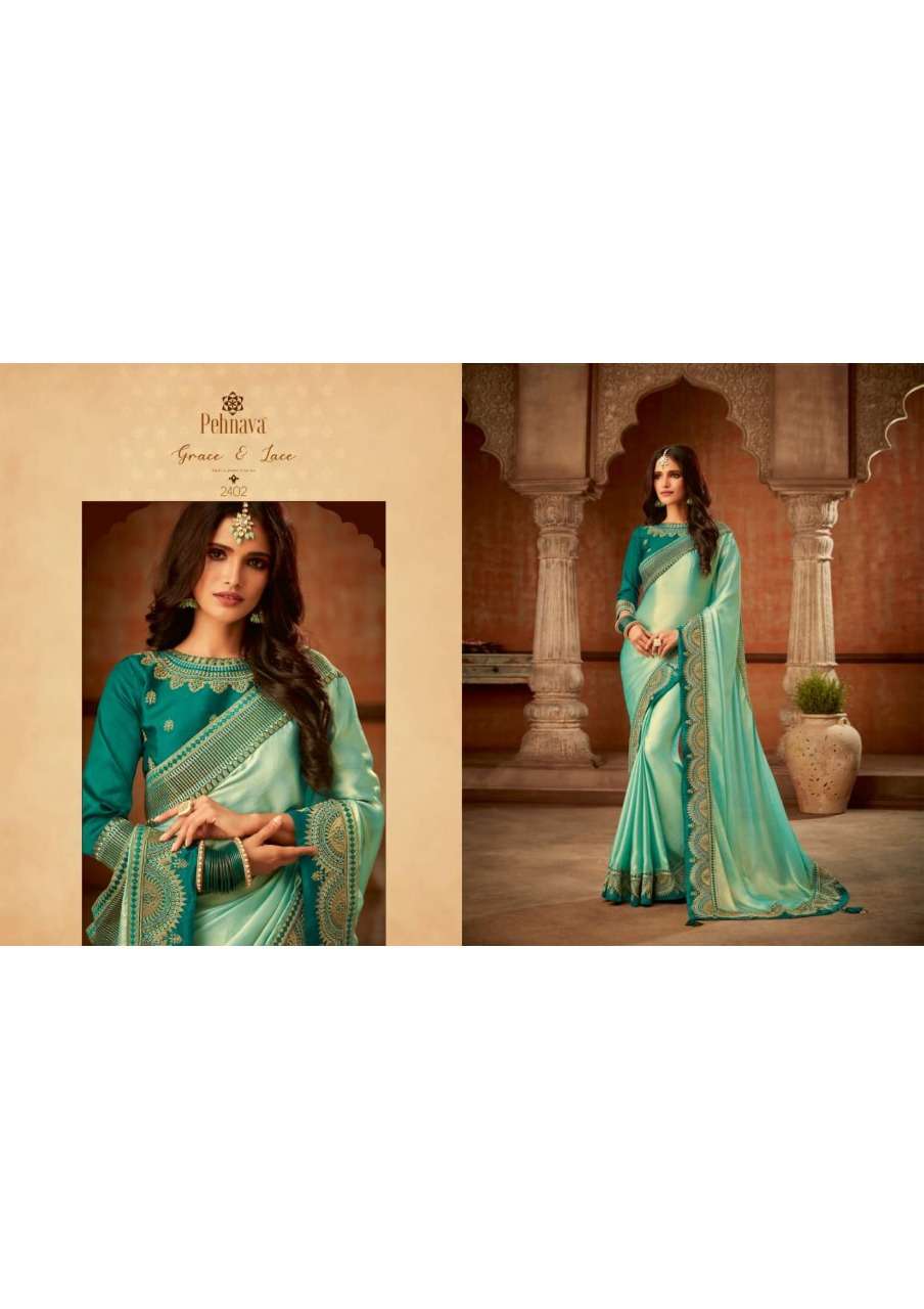 PEHNAVA 2401 SERIES BY PEHNAVA 2401 TO 2410 SERIES INDIAN TRADITIONAL WEAR COLLECTION BEAUTIFUL STYLISH FANCY COLORFUL PARTY WEAR & OCCASIONAL WEAR SILK/CHIFFON EMBROIDERED SAREES AT WHOLESALE PRICE