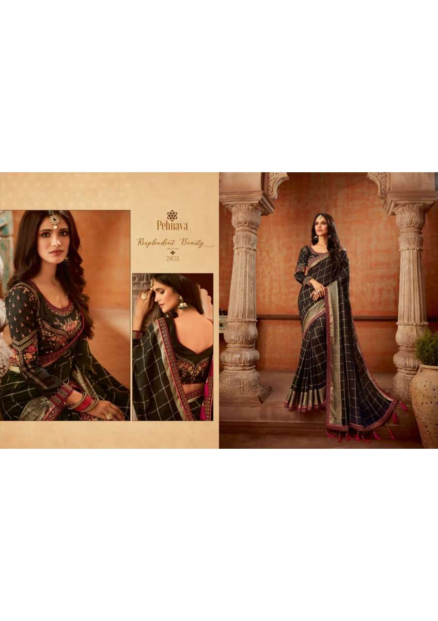 PEHNAVA 2401 SERIES BY PEHNAVA 2401 TO 2410 SERIES INDIAN TRADITIONAL WEAR COLLECTION BEAUTIFUL STYLISH FANCY COLORFUL PARTY WEAR & OCCASIONAL WEAR SILK/CHIFFON EMBROIDERED SAREES AT WHOLESALE PRICE