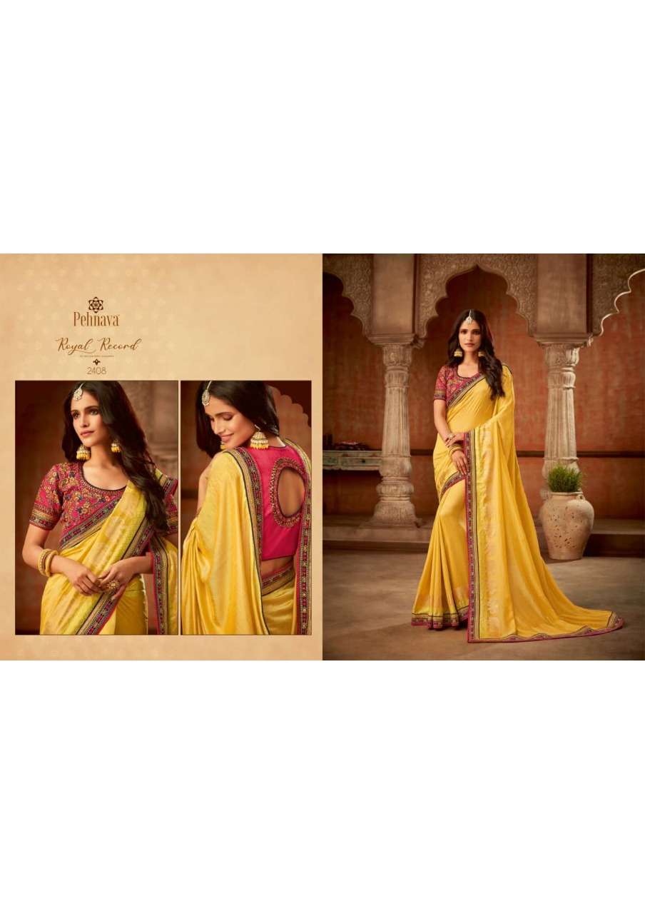 PEHNAVA 2401 SERIES BY PEHNAVA 2401 TO 2410 SERIES INDIAN TRADITIONAL WEAR COLLECTION BEAUTIFUL STYLISH FANCY COLORFUL PARTY WEAR & OCCASIONAL WEAR SILK/CHIFFON EMBROIDERED SAREES AT WHOLESALE PRICE