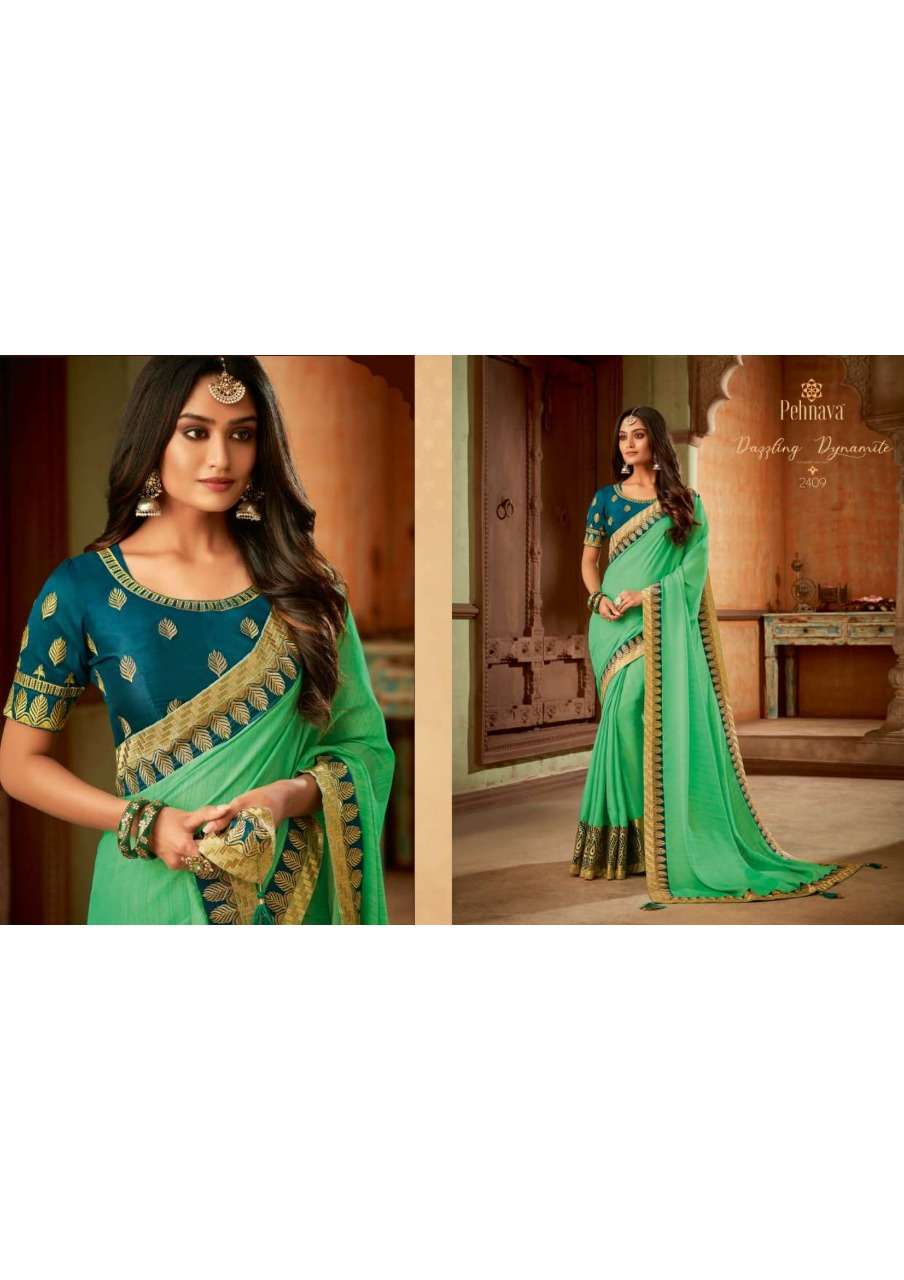 PEHNAVA 2401 SERIES BY PEHNAVA 2401 TO 2410 SERIES INDIAN TRADITIONAL WEAR COLLECTION BEAUTIFUL STYLISH FANCY COLORFUL PARTY WEAR & OCCASIONAL WEAR SILK/CHIFFON EMBROIDERED SAREES AT WHOLESALE PRICE
