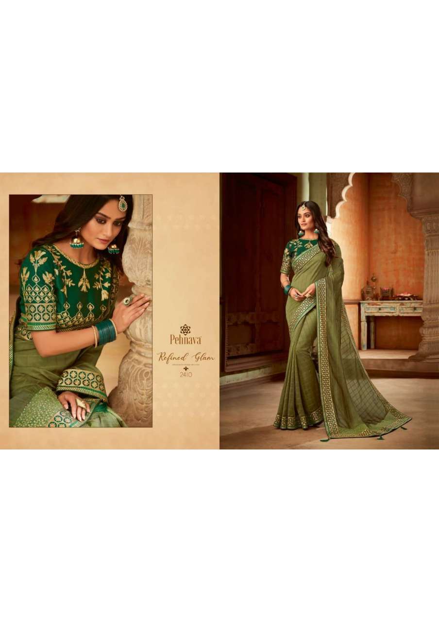 PEHNAVA 2401 SERIES BY PEHNAVA 2401 TO 2410 SERIES INDIAN TRADITIONAL WEAR COLLECTION BEAUTIFUL STYLISH FANCY COLORFUL PARTY WEAR & OCCASIONAL WEAR SILK/CHIFFON EMBROIDERED SAREES AT WHOLESALE PRICE