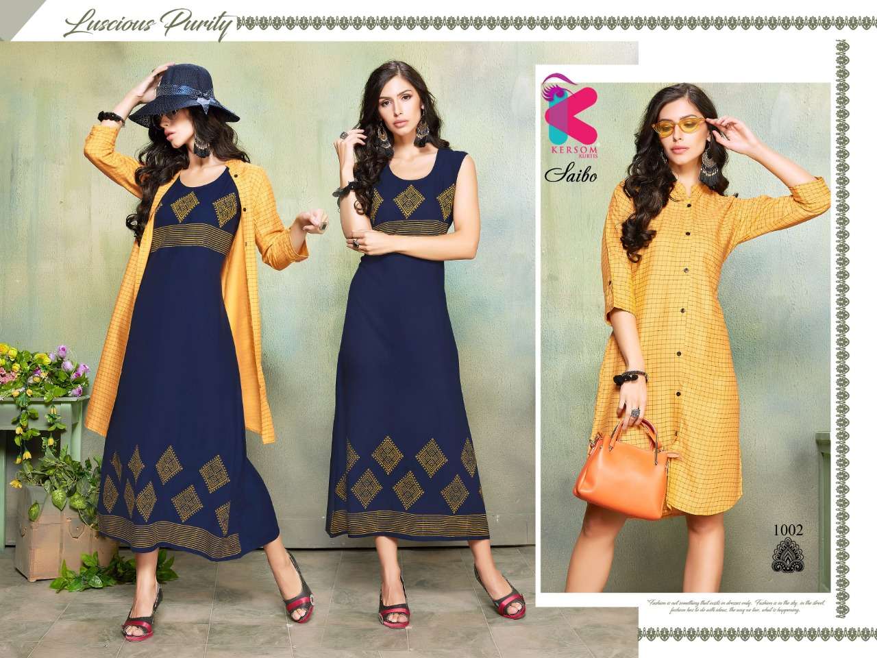 SAIBO BY KERSOM 1001 TO 1008 SERIES BEAUTIFUL STYLISH COLORFUL FANCY PARTY WEAR & ETHNIC WEAR & READY TO WEAR HEAVY RAYON KURTIS AT WHOLESALE PRICE