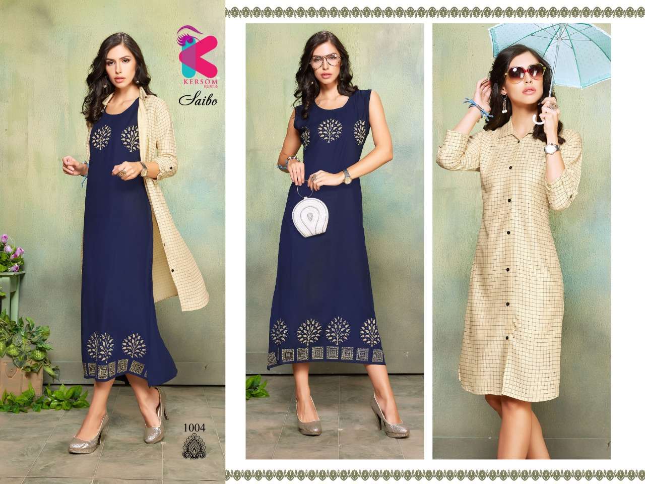 SAIBO BY KERSOM 1001 TO 1008 SERIES BEAUTIFUL STYLISH COLORFUL FANCY PARTY WEAR & ETHNIC WEAR & READY TO WEAR HEAVY RAYON KURTIS AT WHOLESALE PRICE