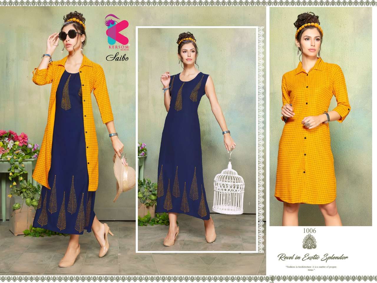 SAIBO BY KERSOM 1001 TO 1008 SERIES BEAUTIFUL STYLISH COLORFUL FANCY PARTY WEAR & ETHNIC WEAR & READY TO WEAR HEAVY RAYON KURTIS AT WHOLESALE PRICE