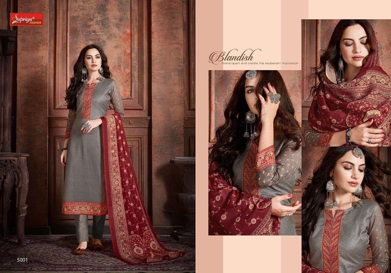 SILKINA BY SUPRIYA FASHION 5001 TO 5007 SERIES DESIGNER SUITS BEAUTIFUL STYLISH FANCY COLORFUL PARTY WEAR & OCCASIONAL WEAR PURE PASHMINA DIGITAL PRINTED WITH EMBROIDERY DRESSES AT WHOLESALE PRICE